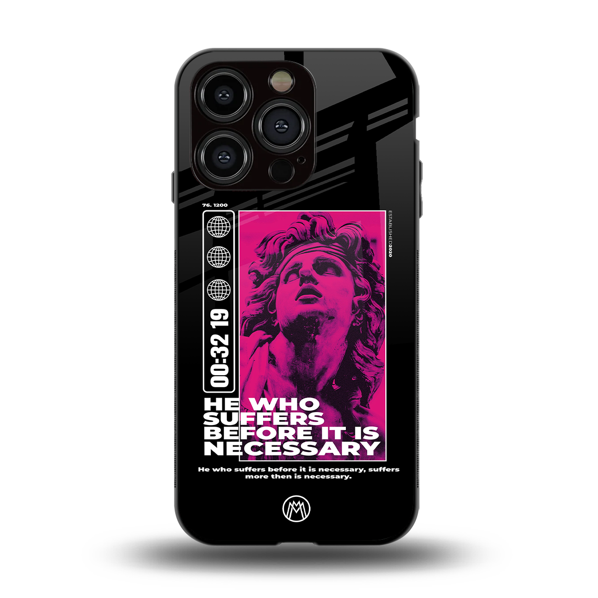 he who suffers back phone cover | glass case for iphone 15 pro
