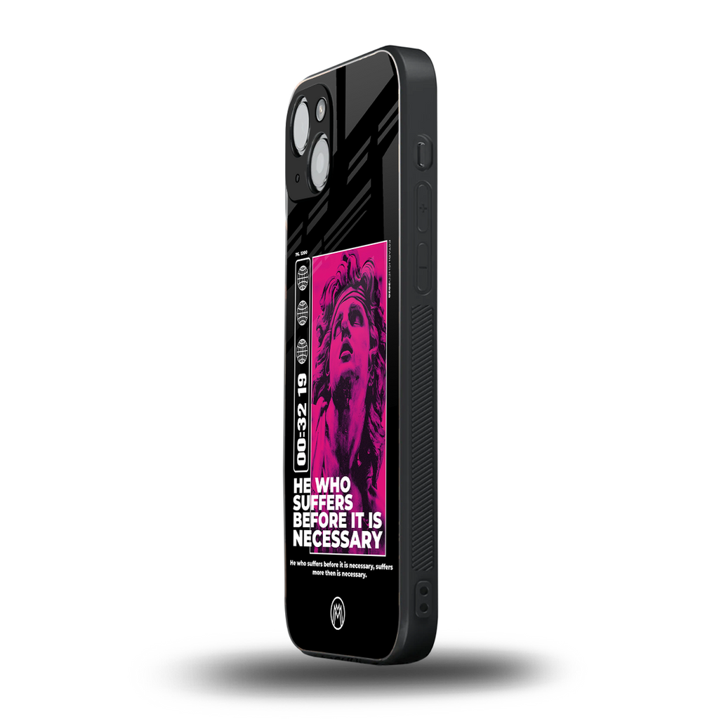 he who suffers back phone cover | glass case for iphone 15