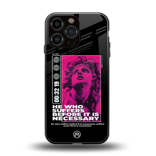 he who suffers back phone cover | glass case for iphone 16 pro max