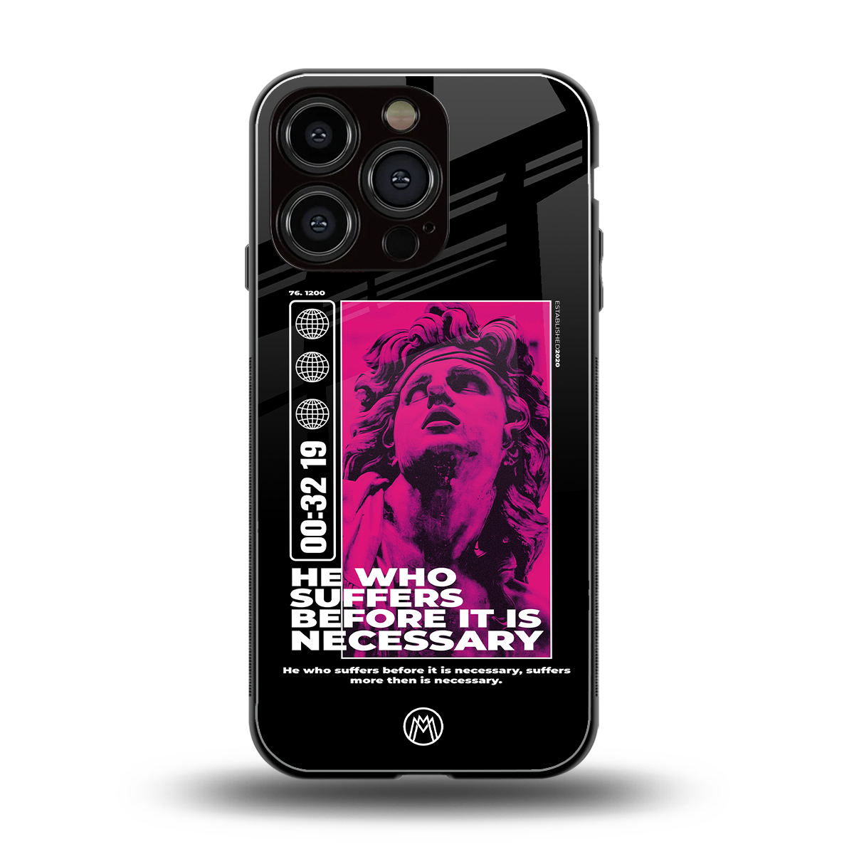 he who suffers back phone cover | glass case for iphone 16 pro