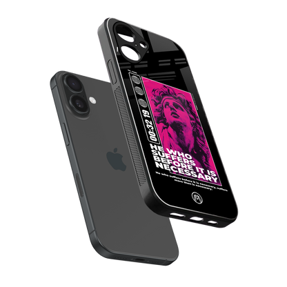 he who suffers back phone cover | glass case for iphone 16