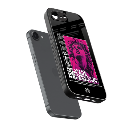 he who suffers back phone cover | glass case for iphone 16e