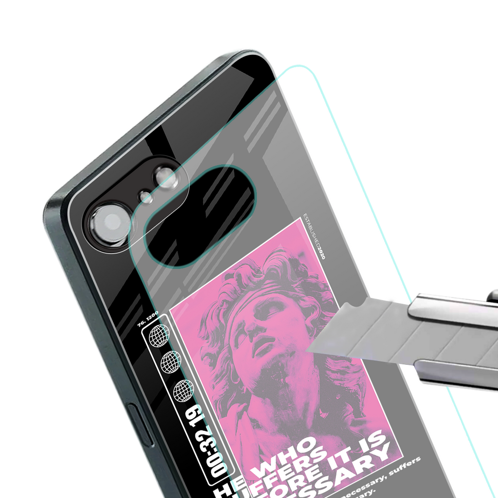 he who suffers back phone cover | glass case for iphone 16e