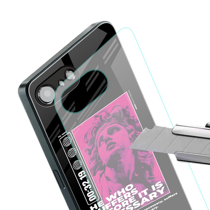 he who suffers back phone cover | glass case for iphone 16e