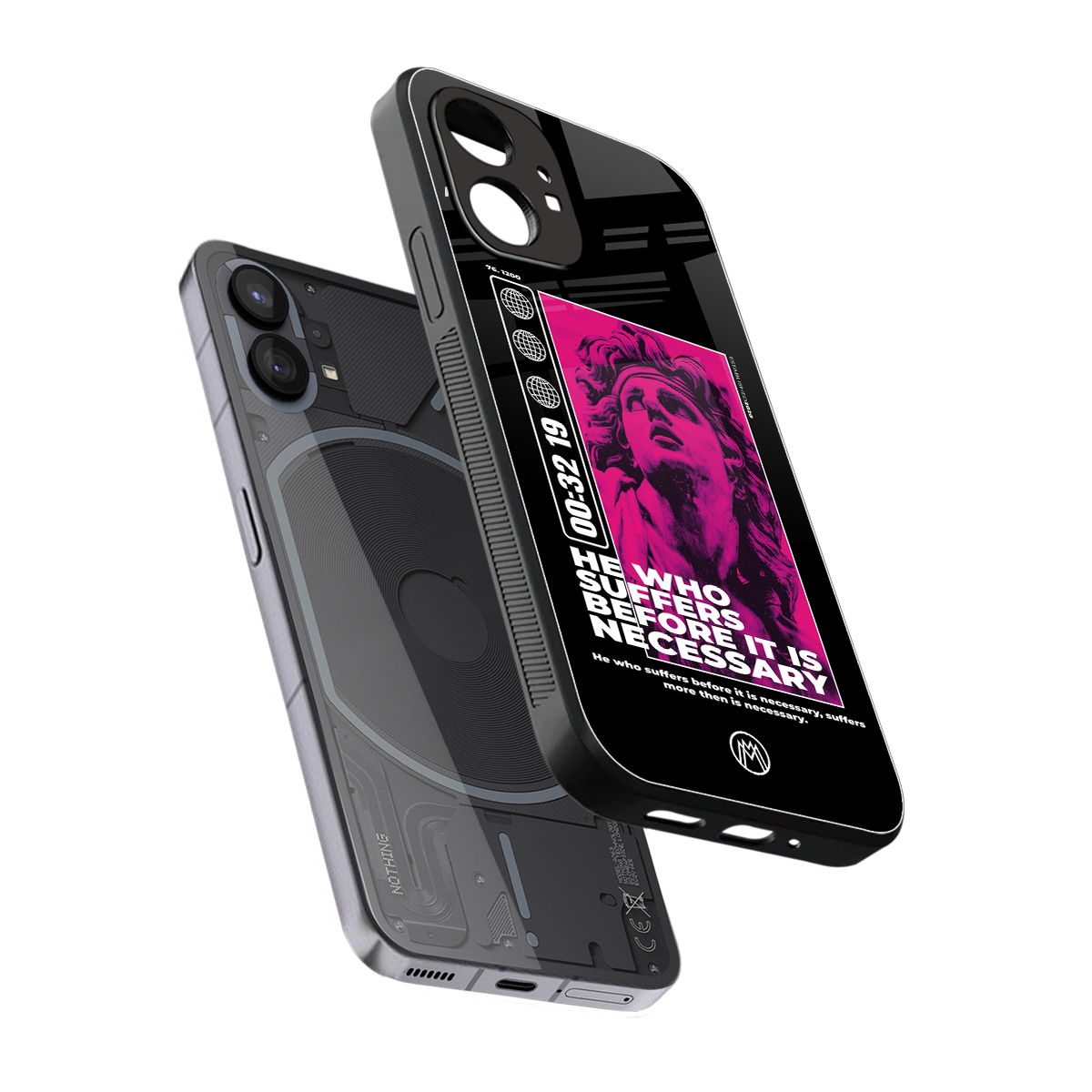 he who suffers back phone cover | glass case for nothing phone 1