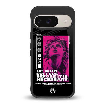 he who suffers back phone cover | glass case for google pixel 9