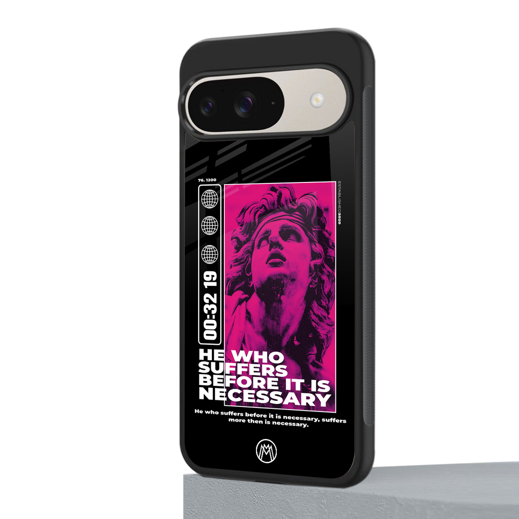 he who suffers back phone cover | glass case for google pixel 9