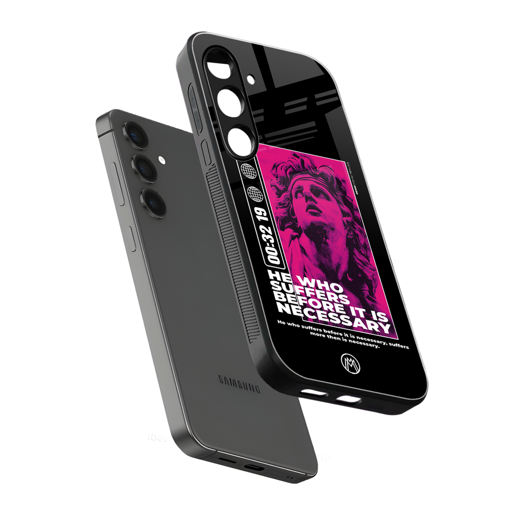 he who suffers back phone cover | glass case for samsung galaxy s24 plus