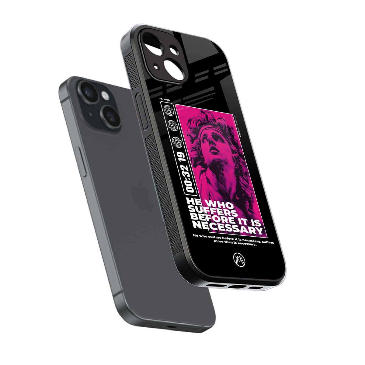 he who suffers back phone cover | glass case for iphone 15