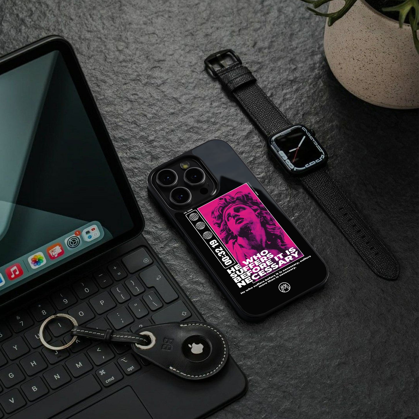 he who suffers back phone cover | glass case for iphone 15 pro