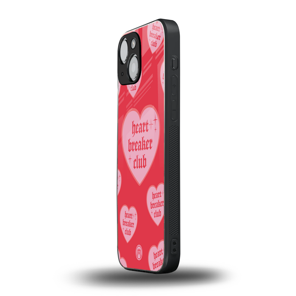 heart breaker club back phone cover | glass case for iphone 13 mini