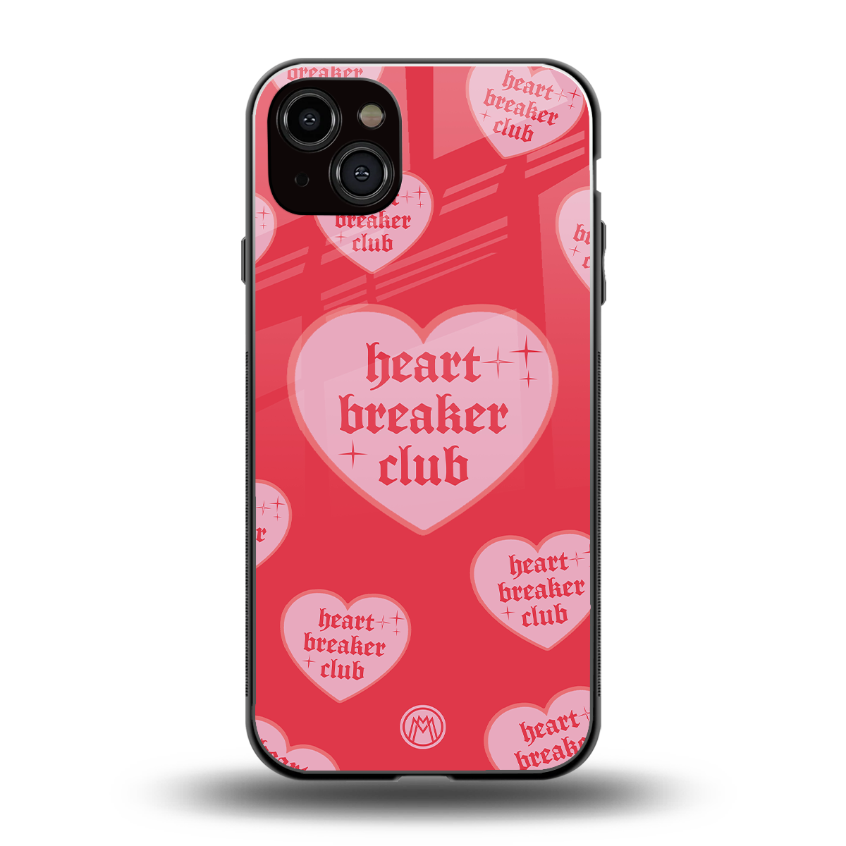 heart breaker club back phone cover | glass case for iphone 15 plus