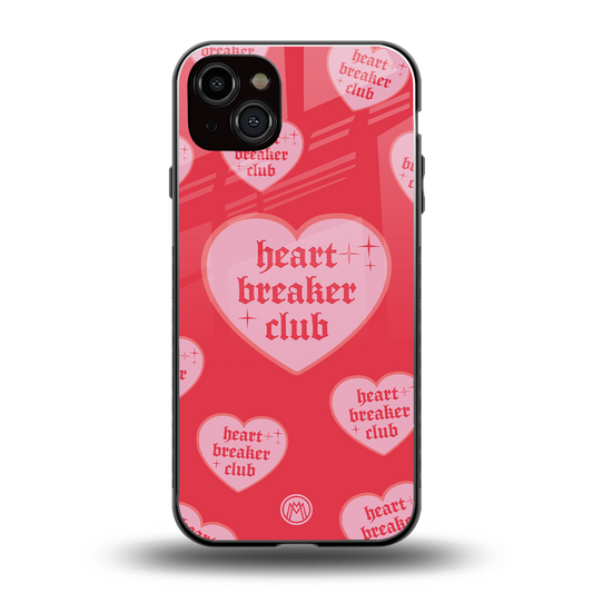 heart breaker club back phone cover | glass case for iphone 15 plus