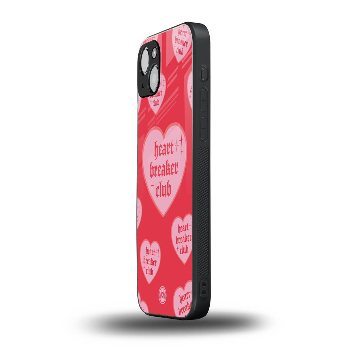 heart breaker club back phone cover | glass case for iphone 15 plus