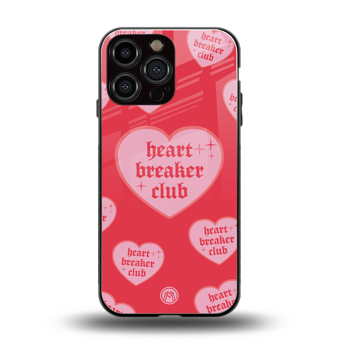 heart breaker club back phone cover | glass case for iphone 15 pro max