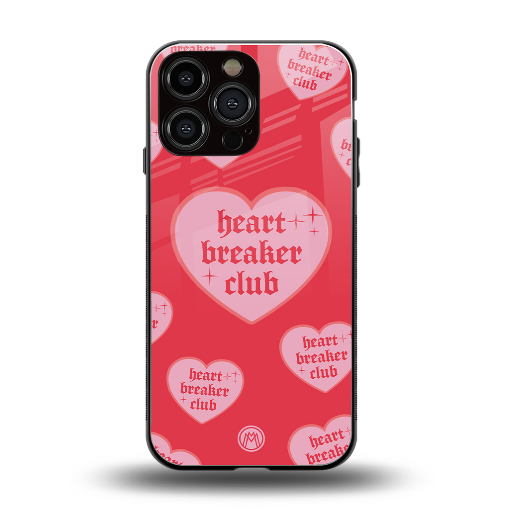 heart breaker club back phone cover | glass case for iphone 14 pro max