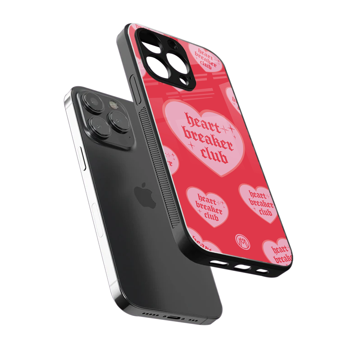 heart breaker club back phone cover | glass case for iphone 15 pro max