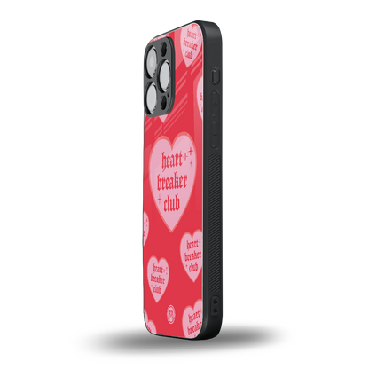 heart breaker club back phone cover | glass case for iphone 14 pro max