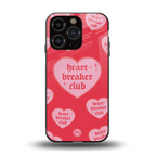 heart breaker club back phone cover | glass case for iphone 15 pro