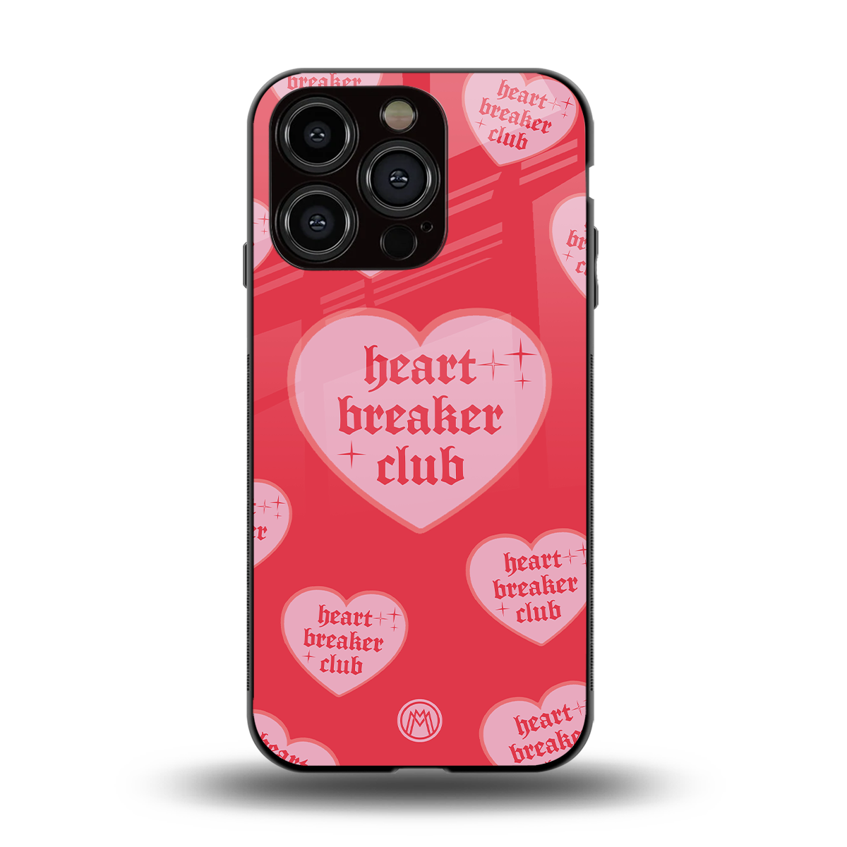 heart breaker club back phone cover | glass case for iphone 14 pro