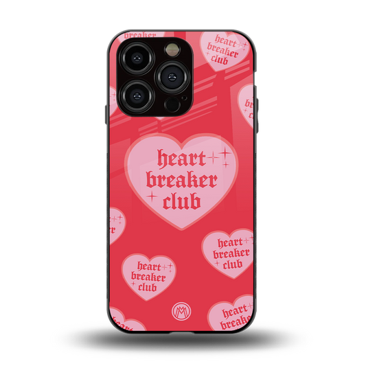 heart breaker club back phone cover | glass case for iphone 14 pro