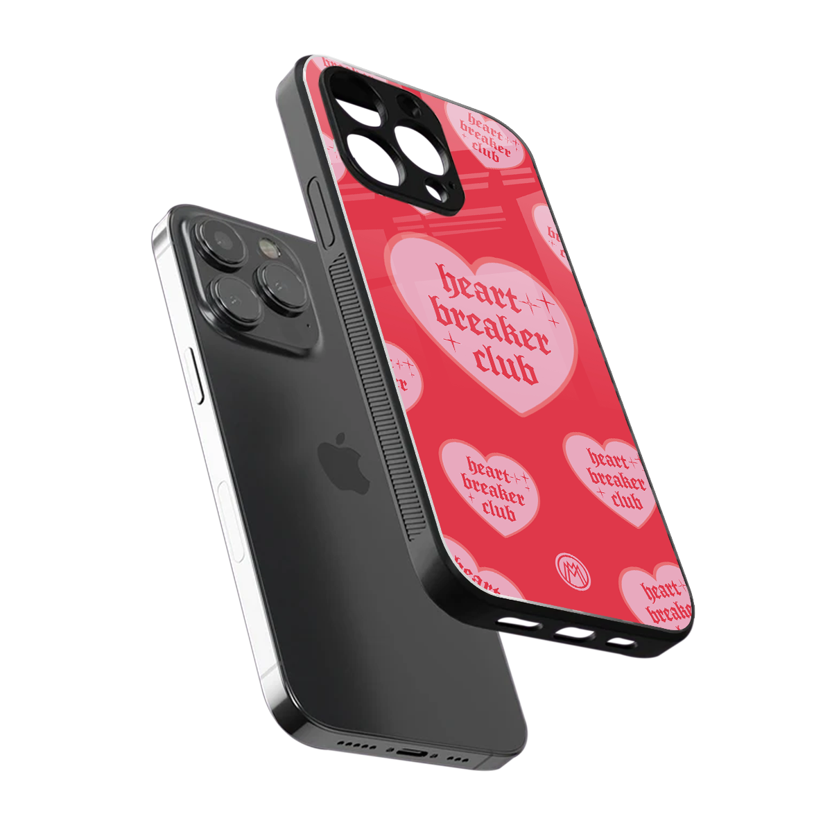 heart breaker club back phone cover | glass case for iphone 14 pro