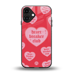 heart breaker club back phone cover | glass case for iphone 16 plus