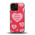 heart breaker club back phone cover | glass case for iphone 16 pro max