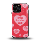 heart breaker club back phone cover | glass case for iphone 16 pro max