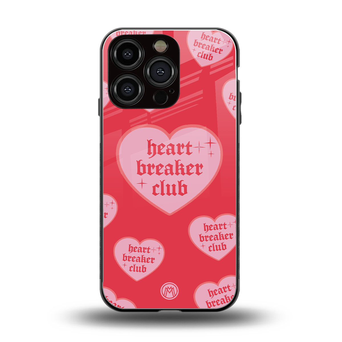 heart breaker club back phone cover | glass case for iphone 16 pro