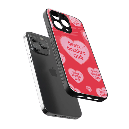 heart breaker club back phone cover | glass case for iphone 16 pro