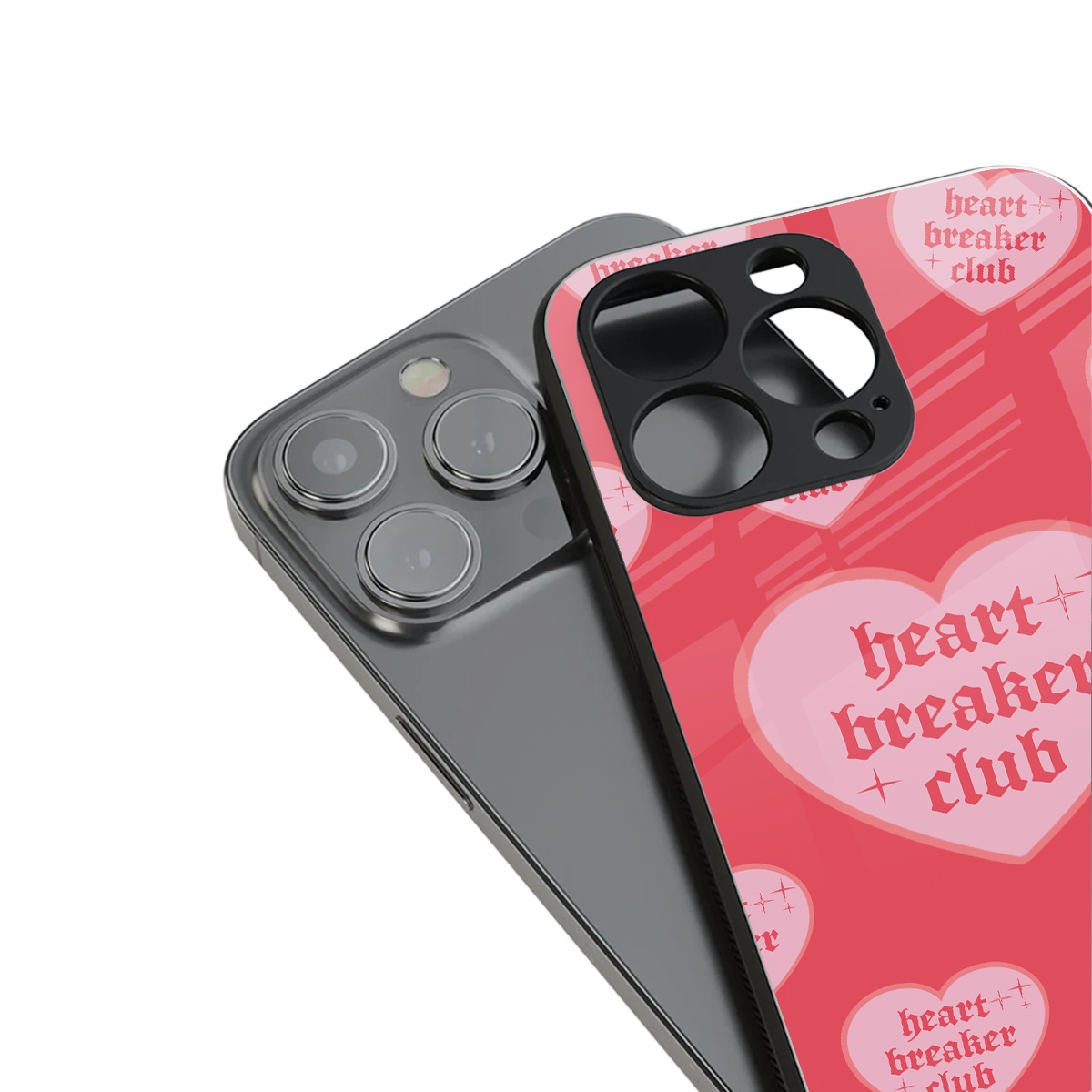 heart breaker club back phone cover | glass case for iphone 16 plus