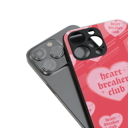 heart breaker club back phone cover | glass case for iphone 14 pro max