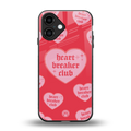 heart breaker club back phone cover | glass case for iphone 16