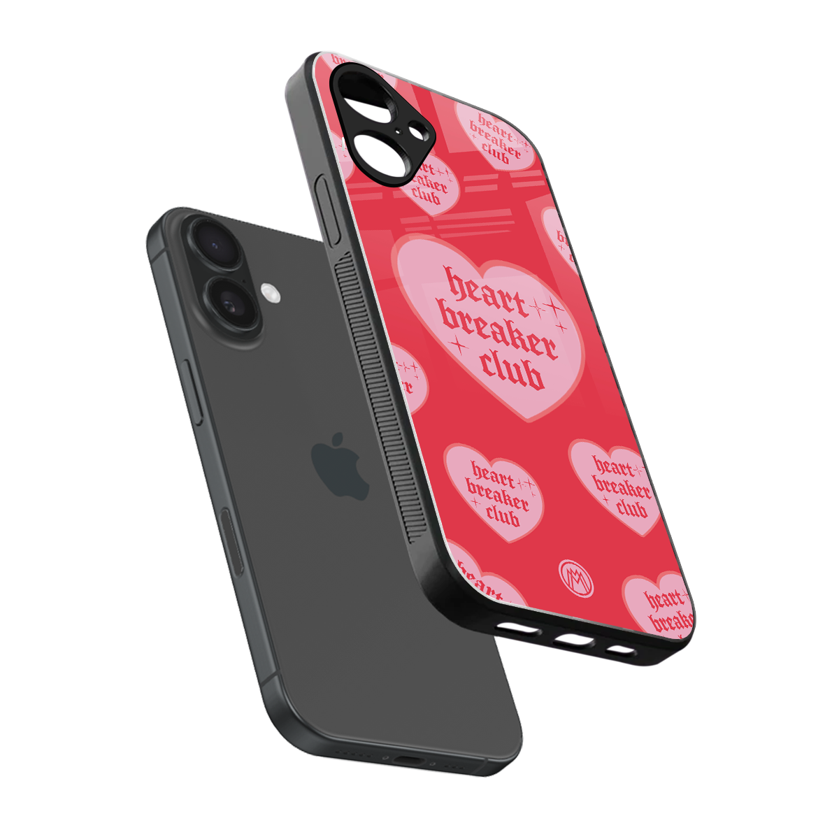 heart breaker club back phone cover | glass case for iphone 16