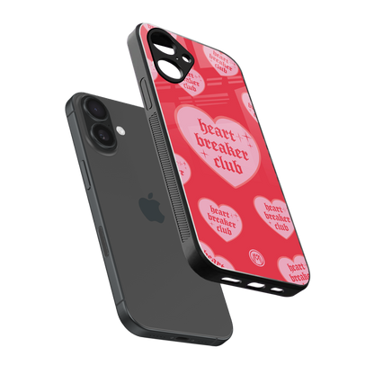 heart breaker club back phone cover | glass case for iphone 16