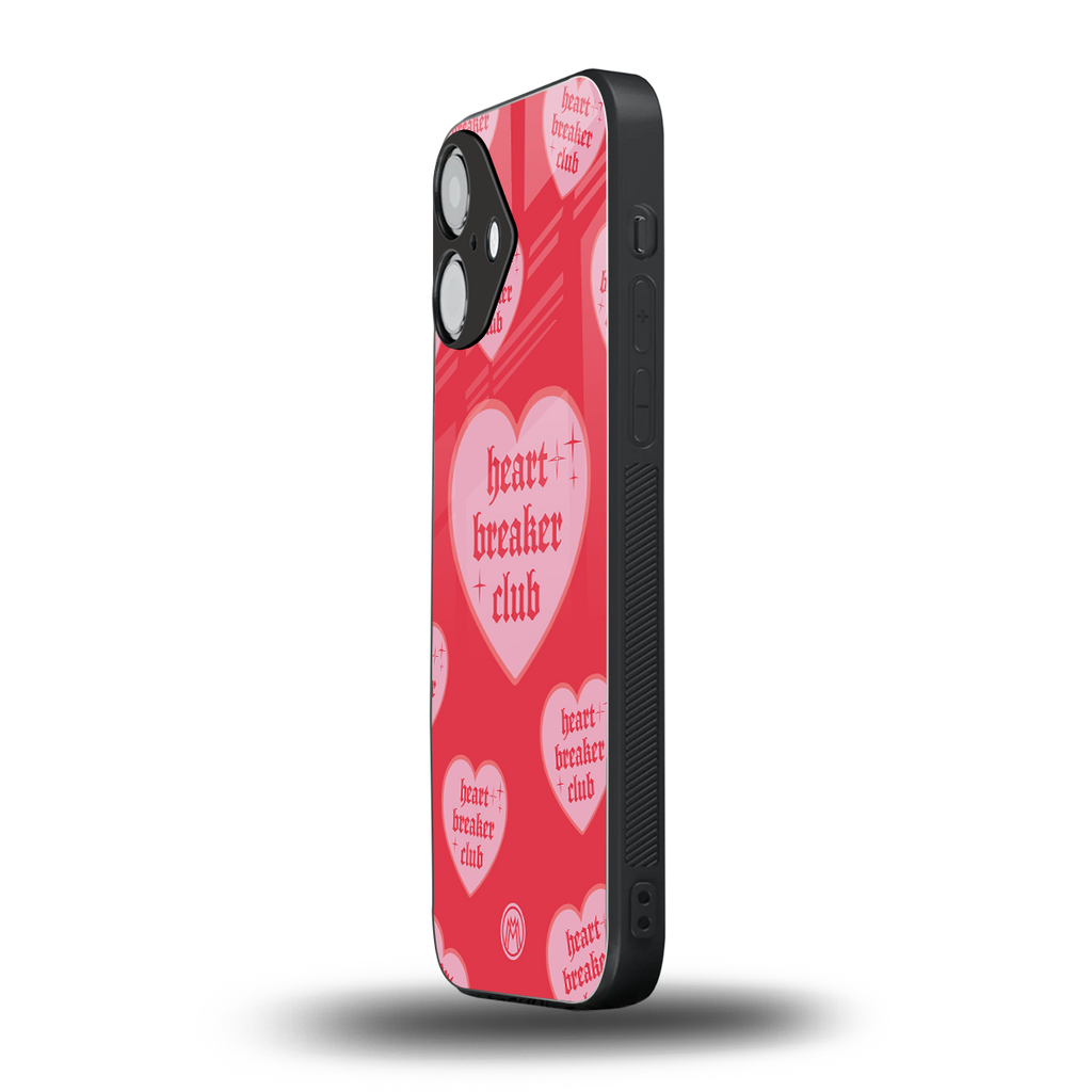 heart breaker club back phone cover | glass case for iphone 16