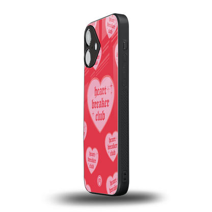 heart breaker club back phone cover | glass case for iphone 16