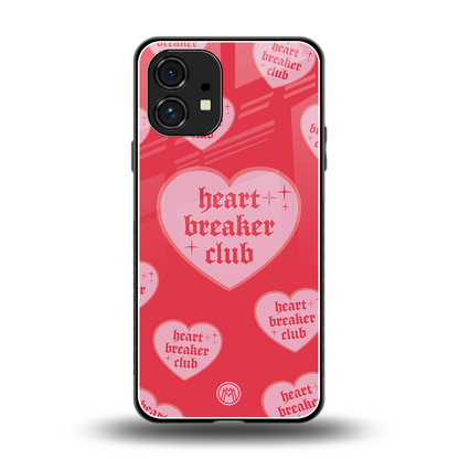 heart breaker club back phone cover | glass case for nothing phone 1