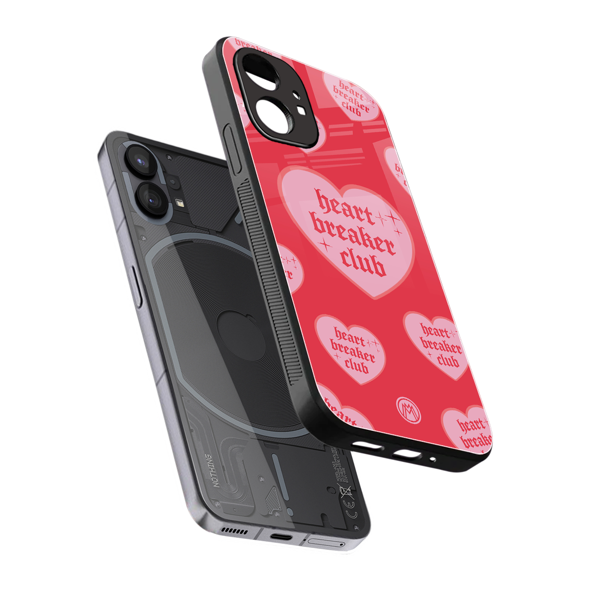 heart breaker club back phone cover | glass case for nothing phone 1