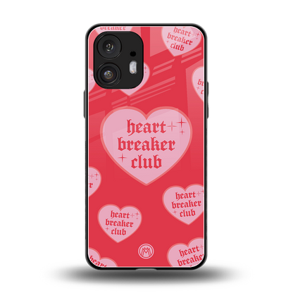 heart breaker club back phone cover | glass case for nothing phone 2