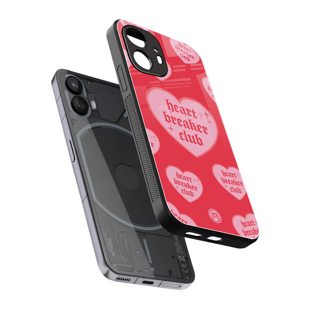heart breaker club back phone cover | glass case for nothing phone 2