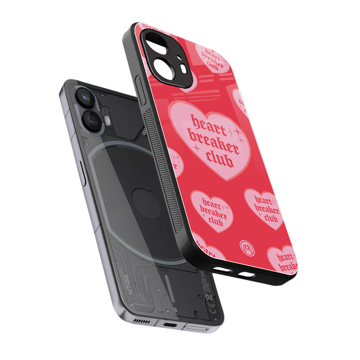 heart breaker club back phone cover | glass case for nothing phone 2