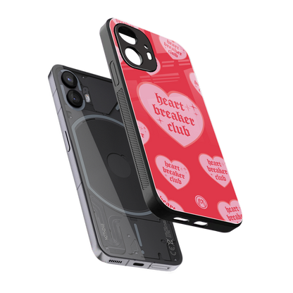 heart breaker club back phone cover | glass case for nothing phone 2