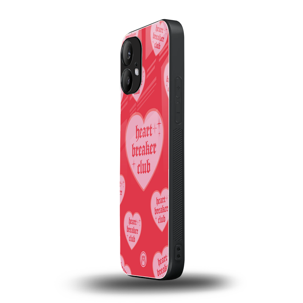 heart breaker club back phone cover | glass case for nothing phone 2