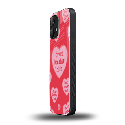 heart breaker club back phone cover | glass case for nothing phone 2