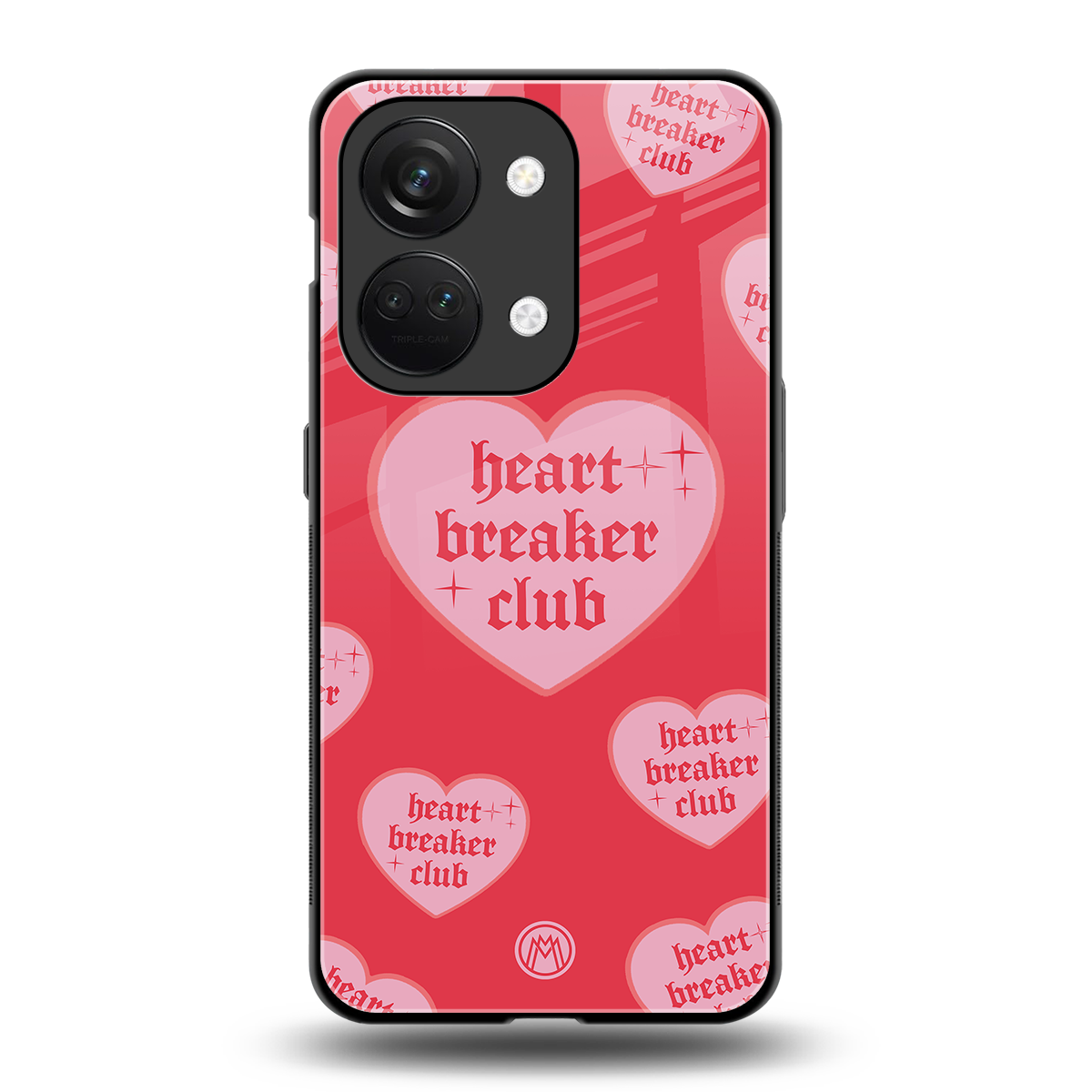heart breaker club back phone cover | glass case for oneplus nord 3