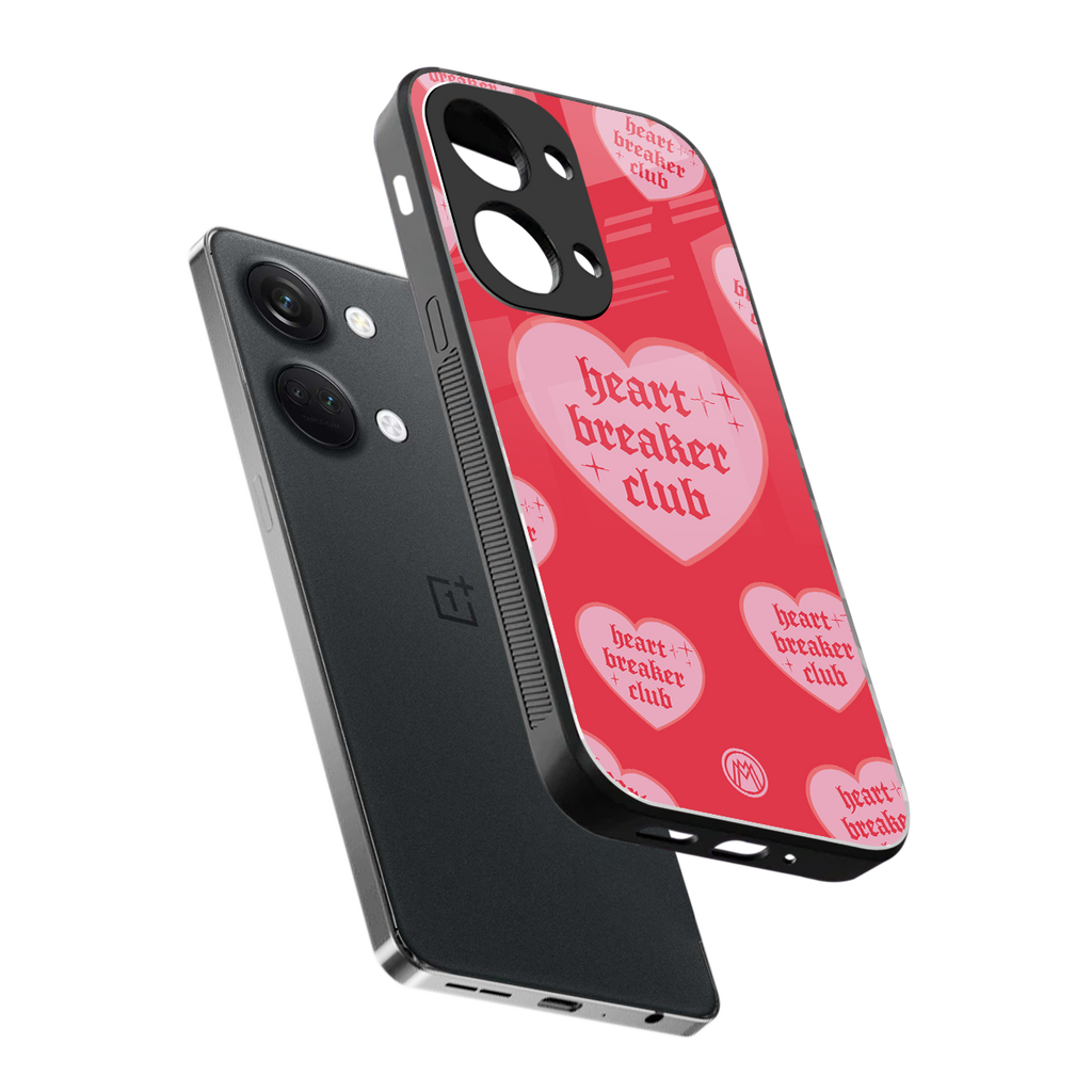 heart breaker club back phone cover | glass case for oneplus nord 3