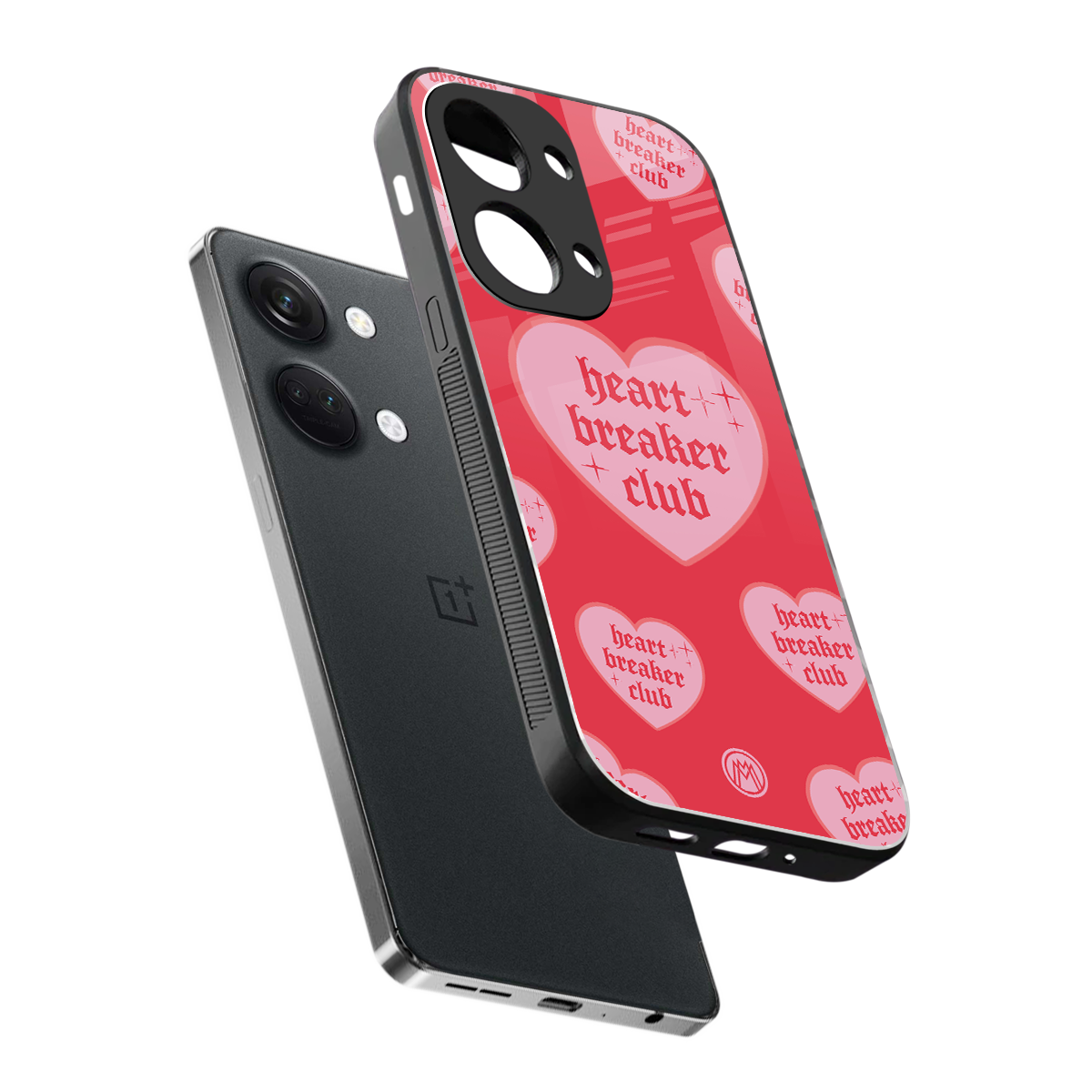 heart breaker club back phone cover | glass case for oneplus nord 3