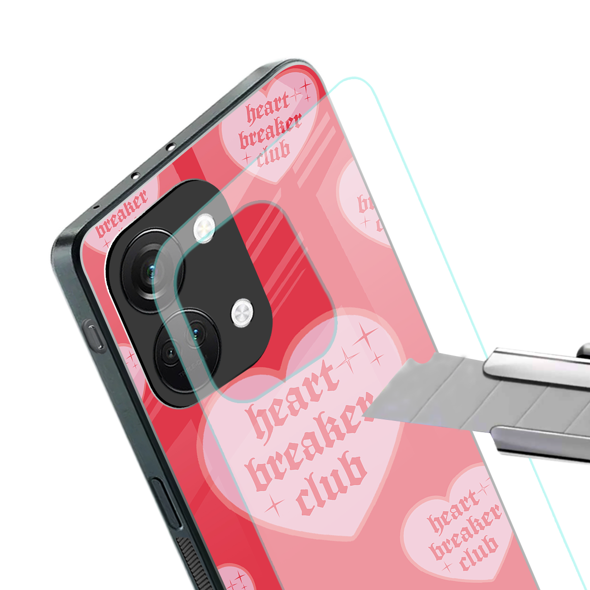 heart breaker club back phone cover | glass case for oneplus nord 3
